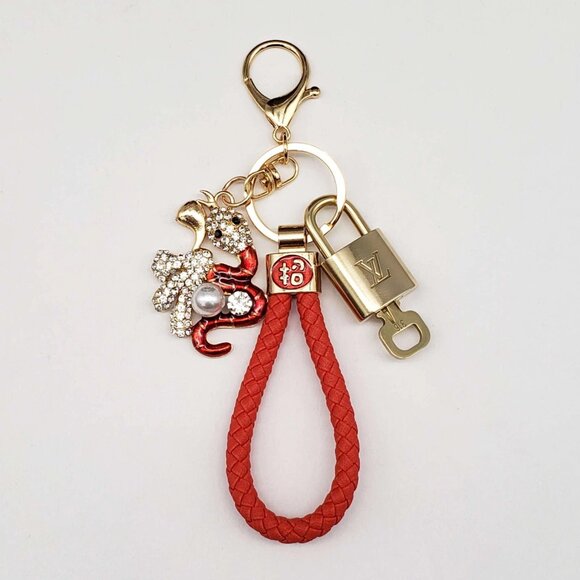 Authentic Louis Vuitton Lock & Key with unbranded Snake Bagcharm, Keycharm - Picture 1 of 6